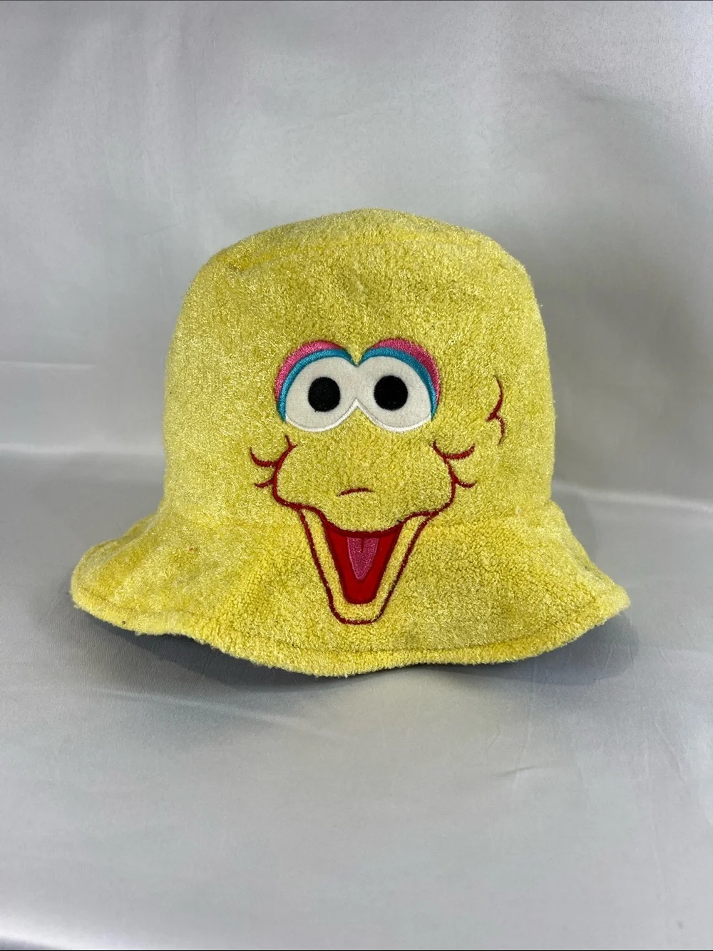 Sesame Street Yellow Plush Big Bird Terry Bucket Hat with Embroidered Face